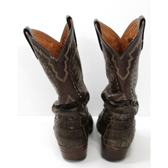 Lucchese *AS IS* Men\'s 10.5 EE Brown Hornback Caiman Crocodile Cowboy Boots USA main image 10